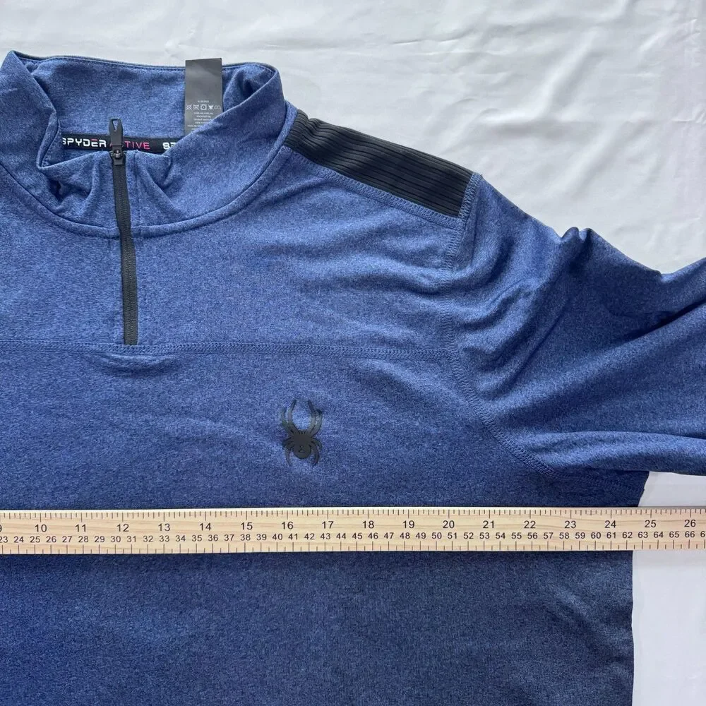 Spyder 1/4 Zip Shirt Mens Large Blue Long Sleeve Active Pullover Lightweight